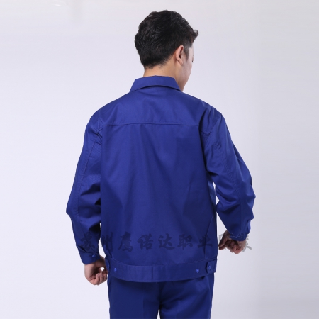 艳蓝色涤棉纱卡工装服定制工装定制AC082